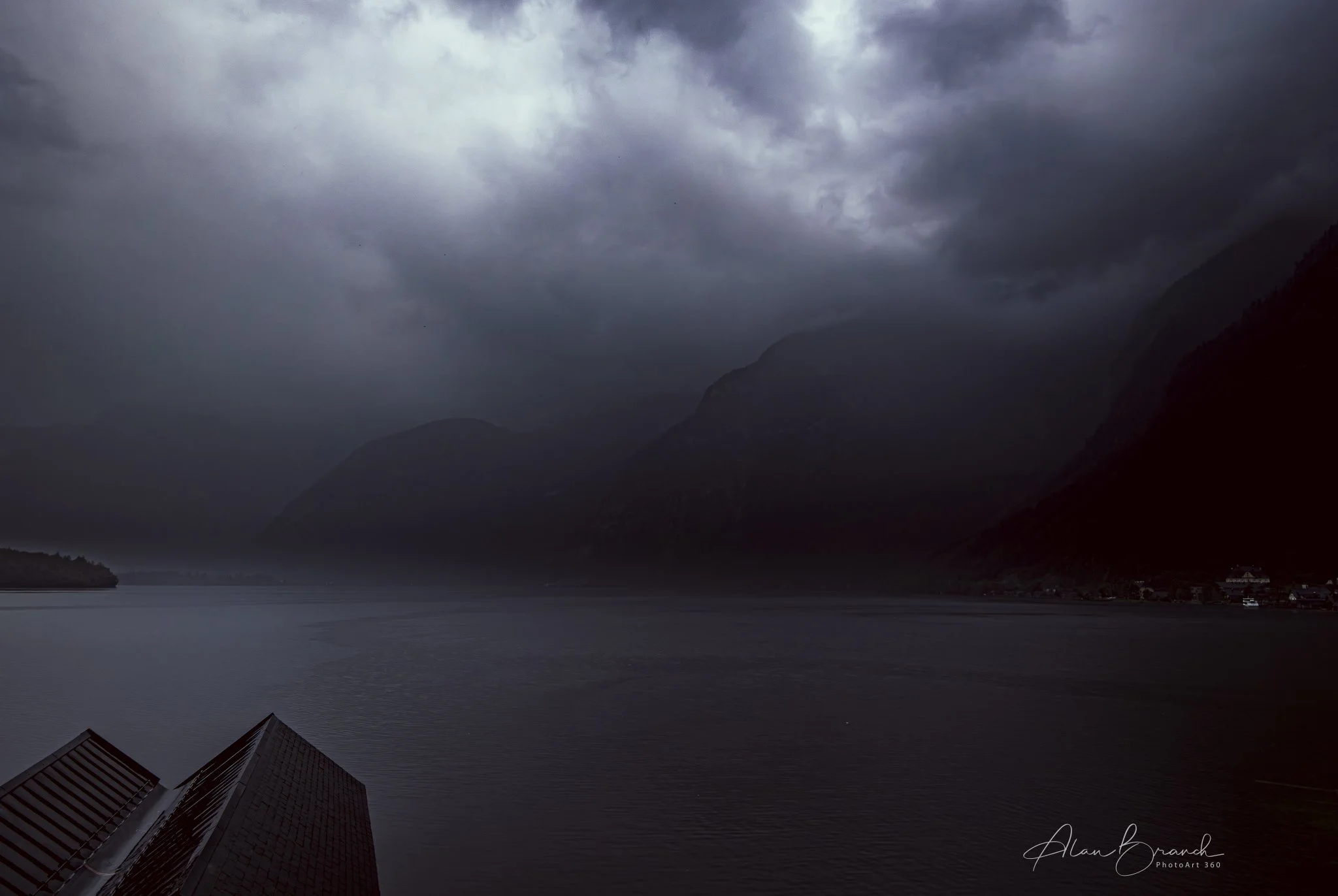 Hallstatt lake in ominous weather