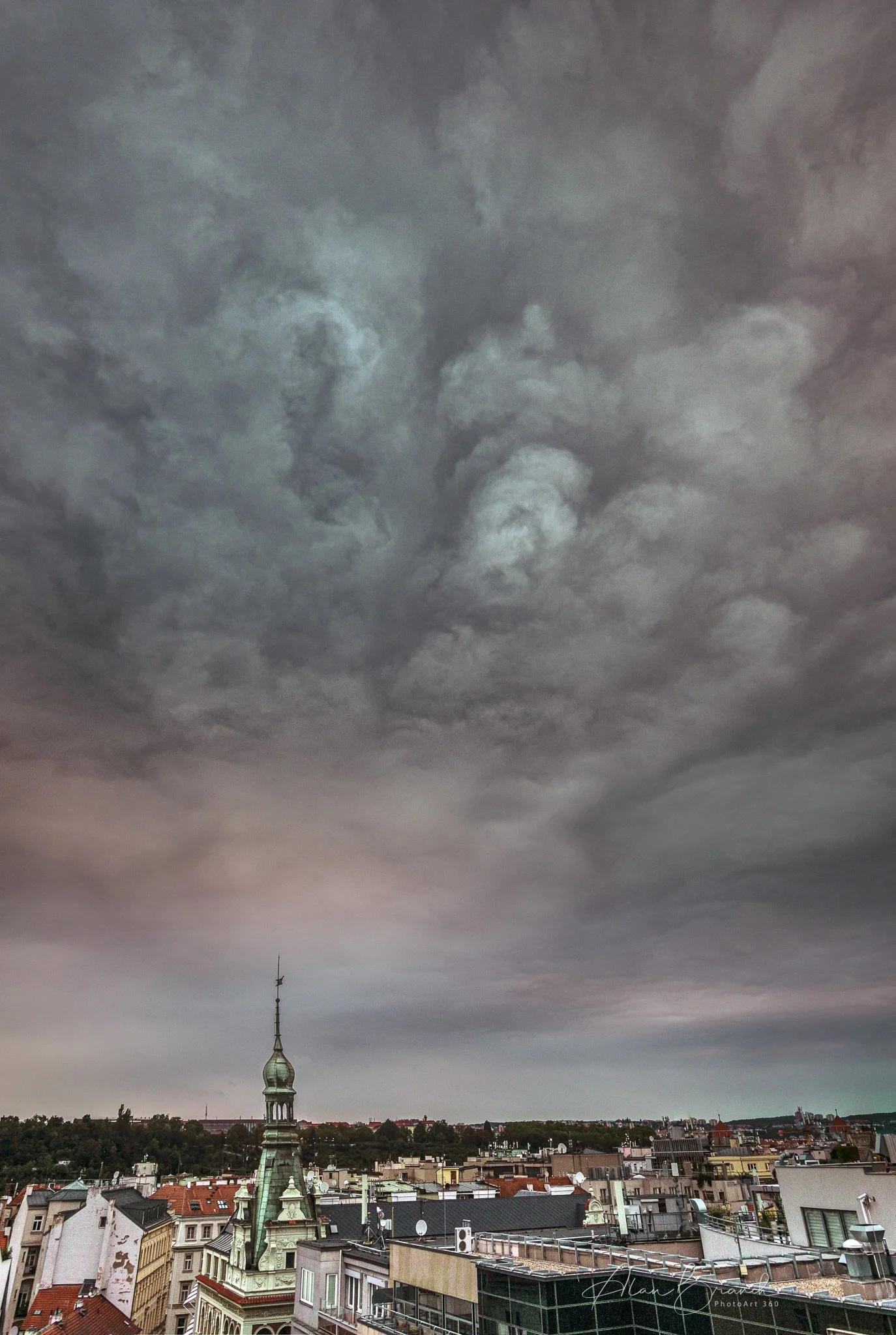 Clouds at sunrise, Prague , Czech