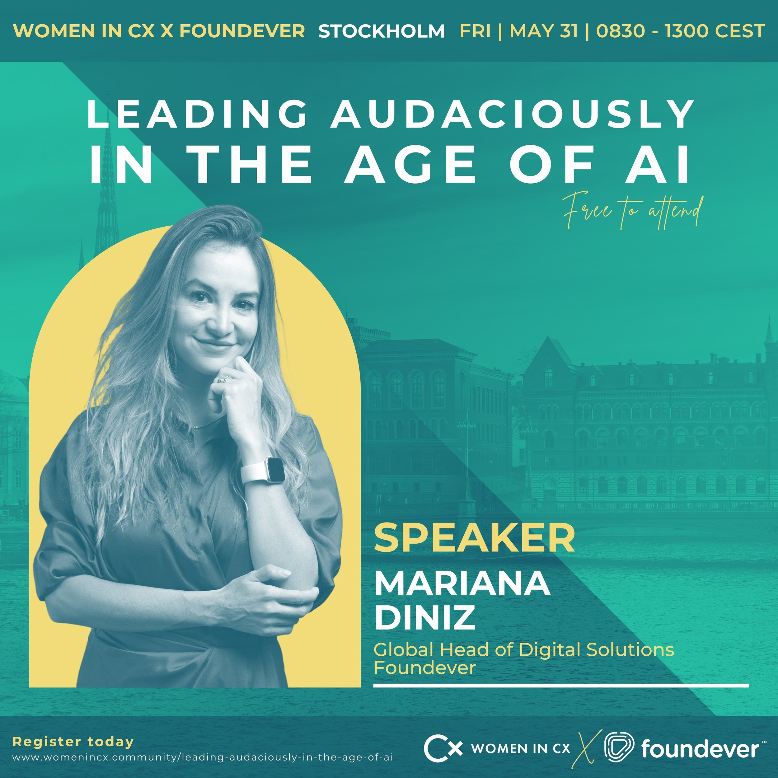Meet Mariana⚡
&nbsp;
Taking to the stage at our free upcoming event, &lsquo;Leading Audaciously in the Age of AI&rsquo;, join Mariana Diniz, Global Head of Digital Solutions at Foundever, for her masterclass, &lsquo;Leveraging AI to Augment the Agent