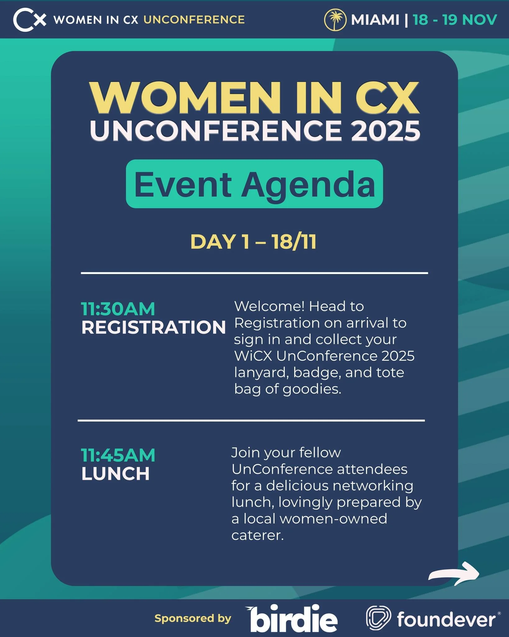 Built from your ideas. Powered by your voices – the WiCX USA UnConference agenda is here! 🔥
Every element is designed with the intention to inspire, challenge, and recharge you – personally and professionally. Here’s a glimpse at