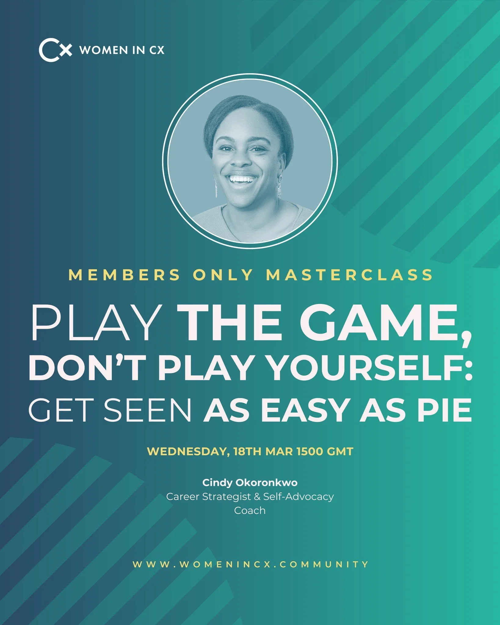 Doing great work, but still feeling invisible? 👀

Many women in customer experience consistently deliver results, yet struggle to gain the recognition, influence or sponsorship they deserve. 

Join Career Strategist and Self-Advocacy Coach Cindy Oko