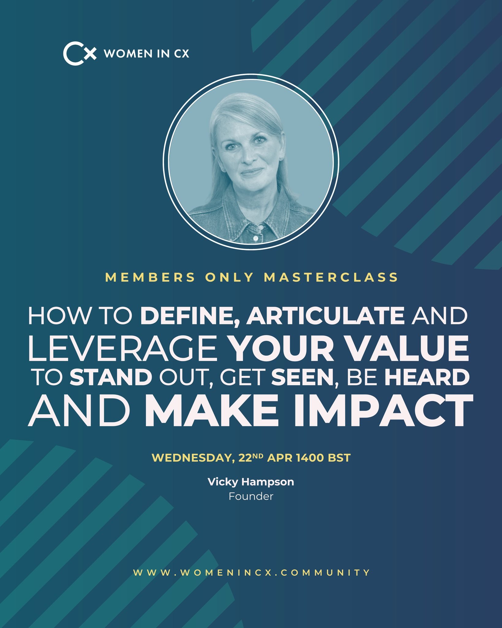 Struggling to clearly define, articulate and leverage your value at work? 👀

Many women bring valuable perspectives and impact within their roles, yet still find it difficult to stand out, gain visibility or influence key decision-makers.

Join Foun