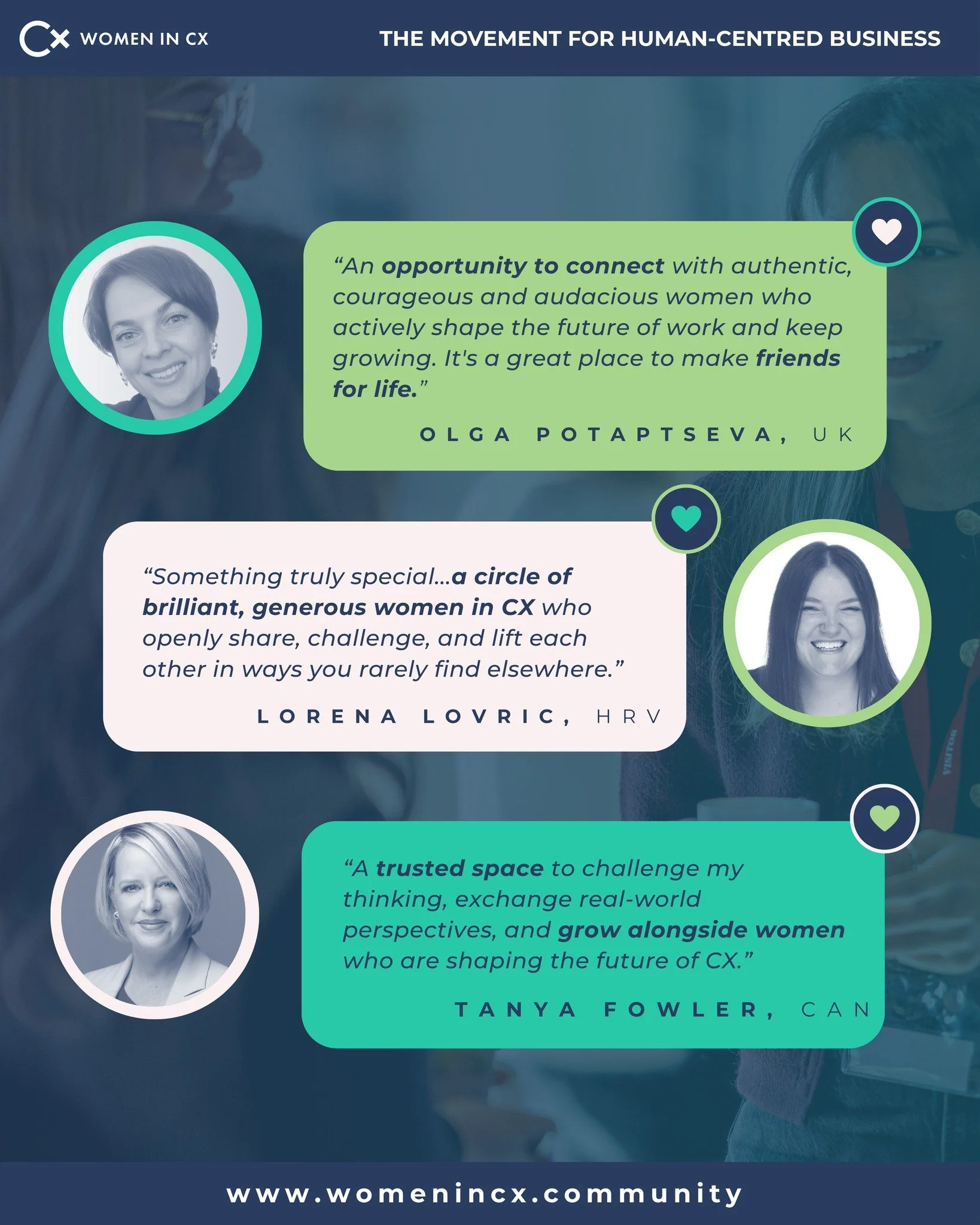 Women in CX is not just another professional network.

Our members describe us as a trusted space where they can connect with intention, exchange real-world perspectives, and grow alongside people who truly understand the journey.

The WiCX Inner Cir