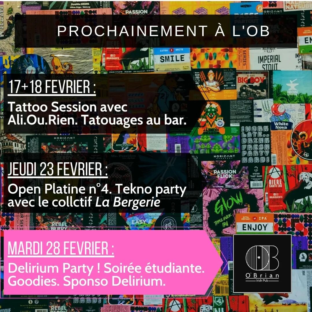 📅 SAVE THE DATE 📅

On a plein de trucs sur le feu en plus du Zbeul habituel alors on te fait un r&eacute;cap.

✒️ Les 17 et 18 F&eacute;vrier : @ali.ou.rien_ viens d&eacute;corer ta peau de fa&ccedil;on permanente avec ses encres et son talent ! De