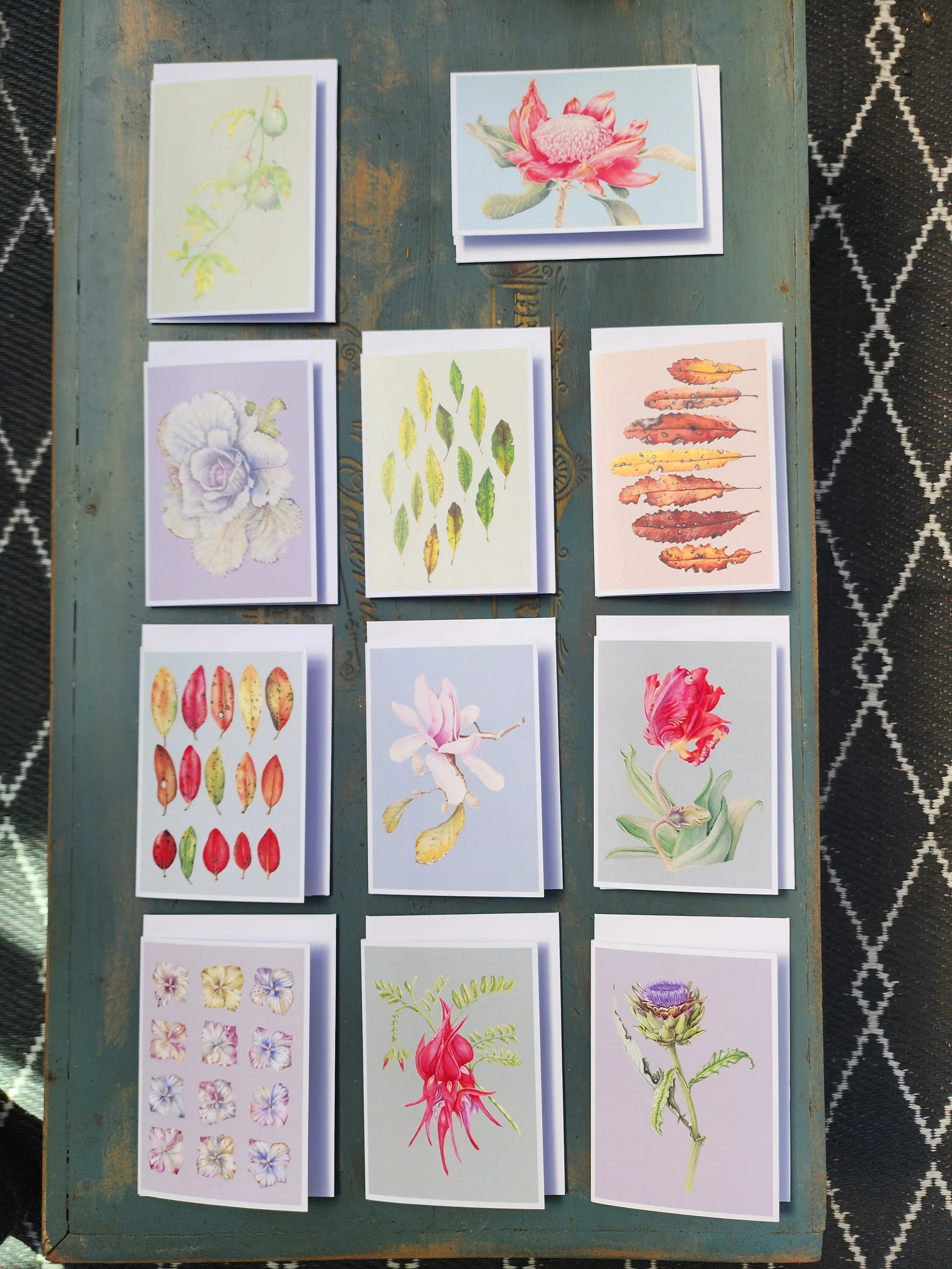 11 card and envelope bundle with upcycled presentation pouch