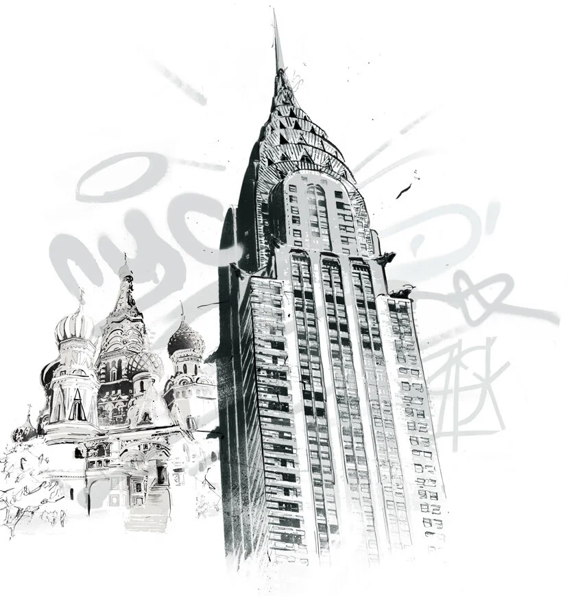Chrysler building new york skyline - New York Travel Map Illustration Chrysler Building Illustrator