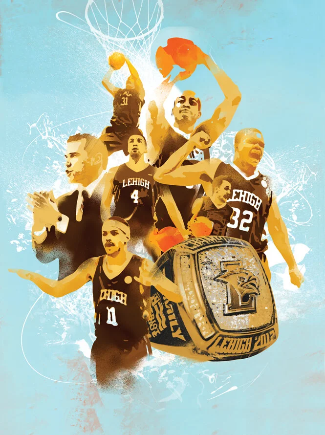 Slam dunk basketball front cover sport illustration. NBA sports illustration.