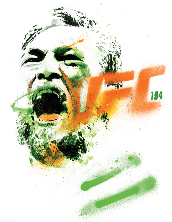 Conor Mcgregor sports illustration mma ufc bkfc. Infamous mixed martial artist from ireland