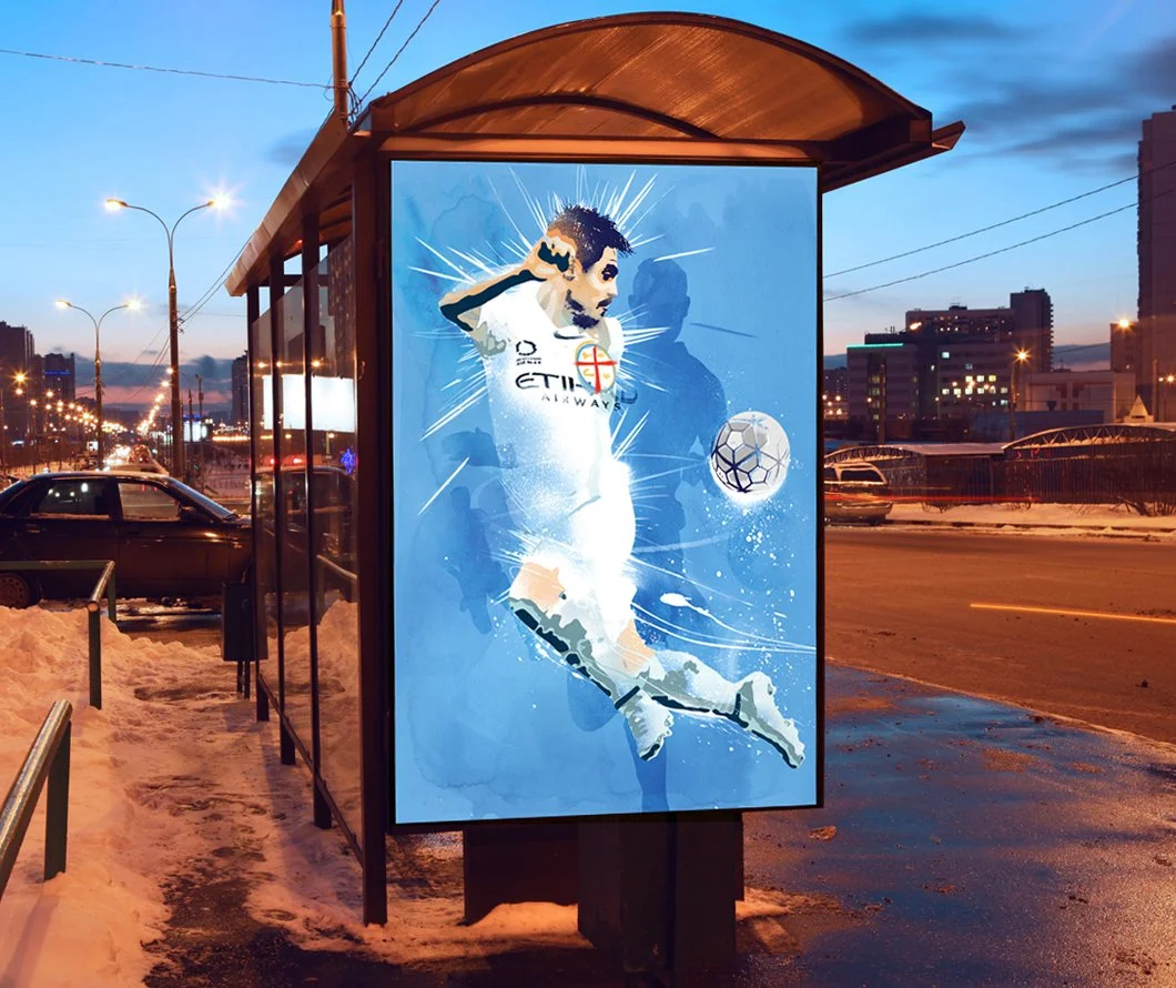 Bruno Fornaroli Melbourne FC football club stylized player conceptual portrait illustrations for large scale billboard and advertising campaigns.