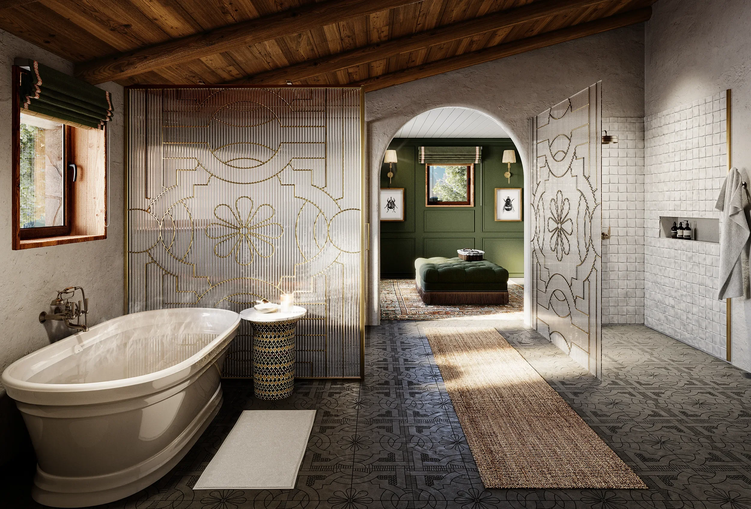 3D rendering of modern luxury bathroom interior design