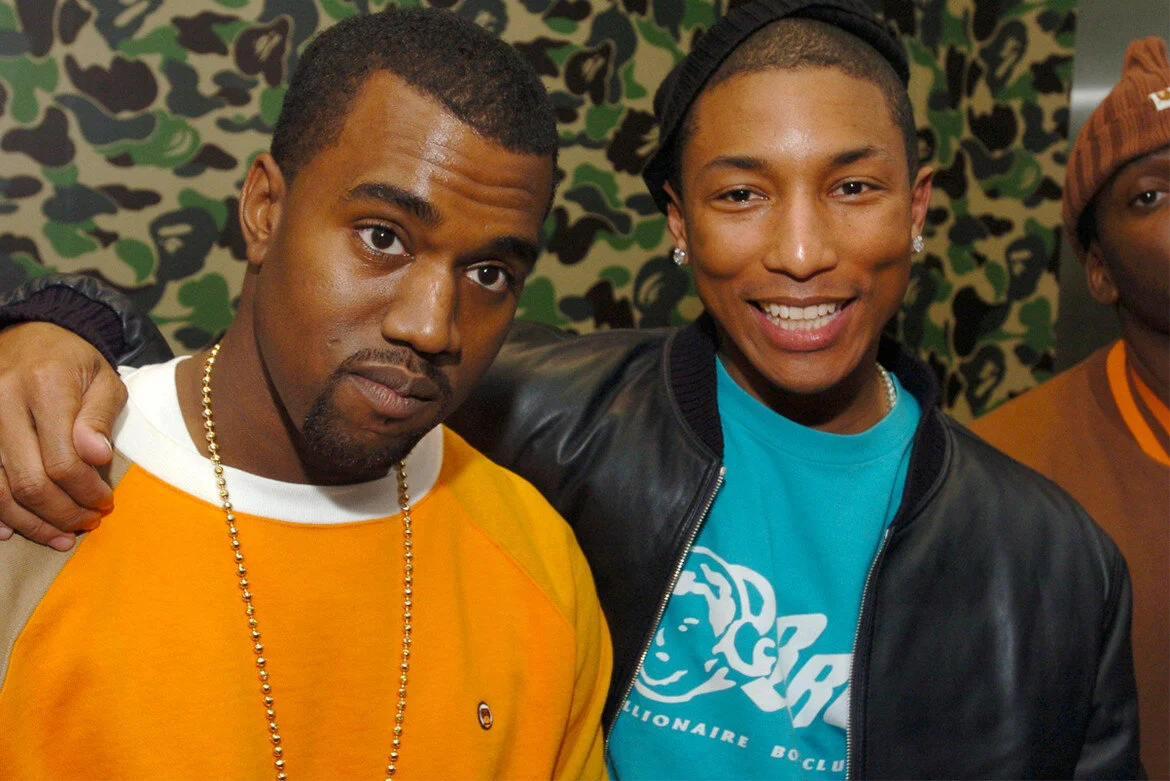 Kanye West (right) and Pharrell Williams (left)