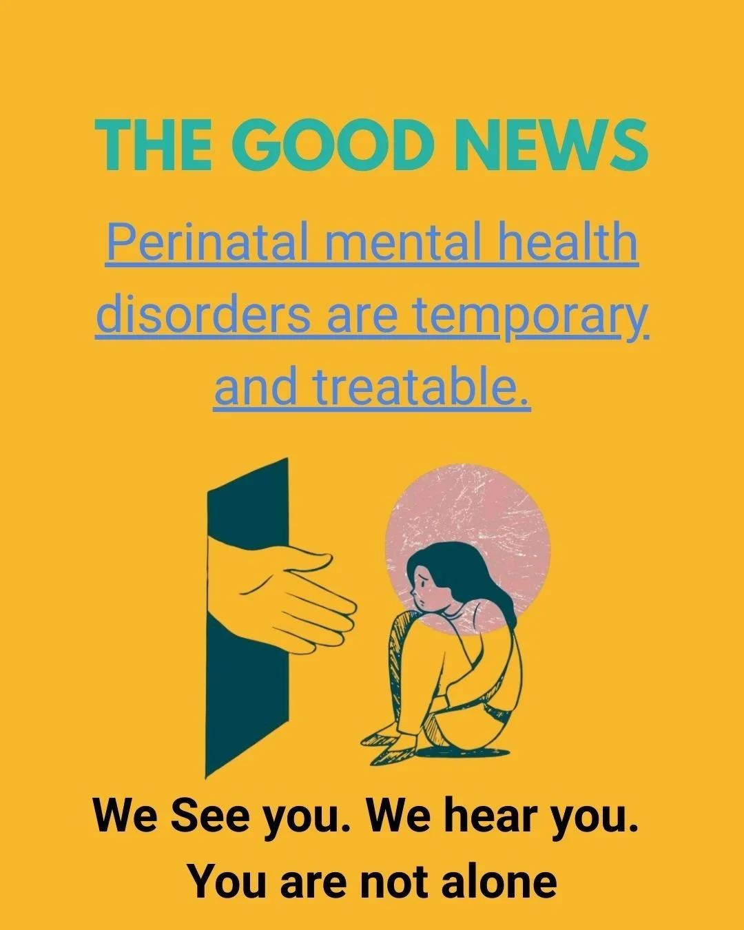 The good news is that perinatal mental health disorders are temporary and treatable, and research shows that joining a support group and building community can help.

We have two groups starting very soon!
Registrations are still open! Few spots left