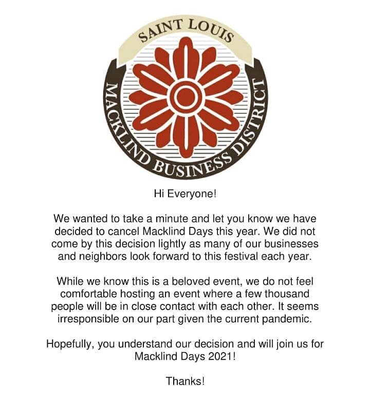 Macklind Days (2020) Announcement — Macklind Business District