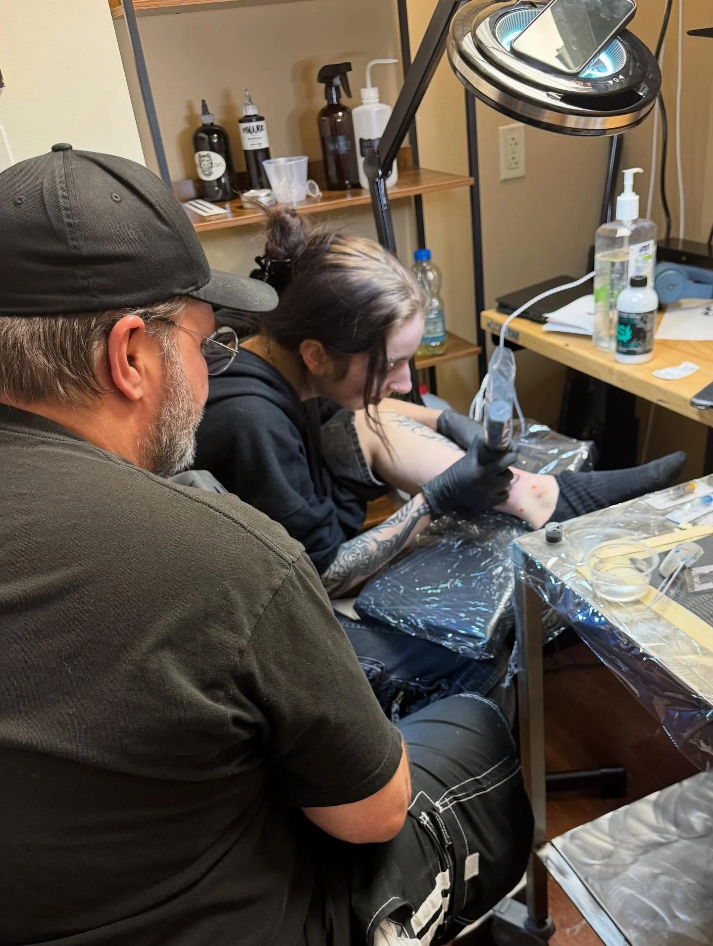 first tattoo i&rsquo;ve done ever, on me, today. very big milestone. very cool. many more, much much better (🤞) tattoos to come :)