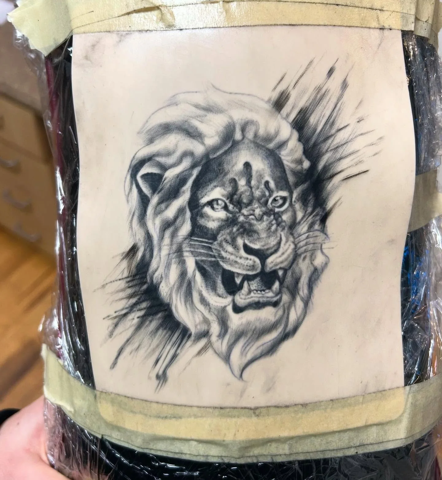 first portrait on fake skin 🦁 very excited to tattoo some dudes like this for real, in the meantime I&rsquo;ll be posting more progress of my apprenticeship! stay tuned :)