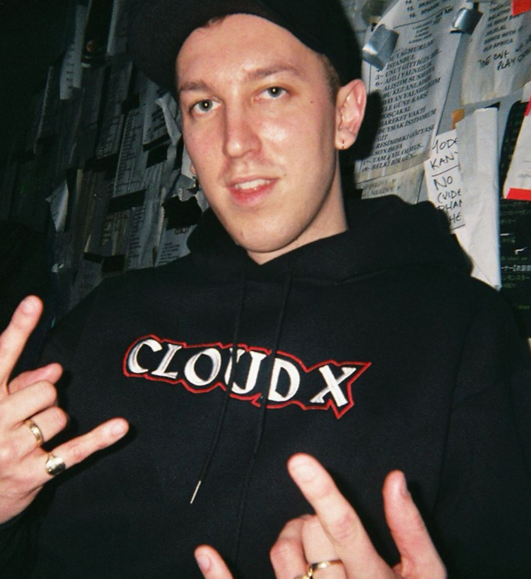 Ben wearing black Cloud X hoodie at Lancey Foux afterparty