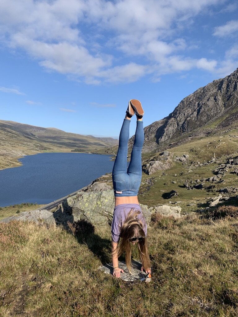  Doing a handstand in Wales. 