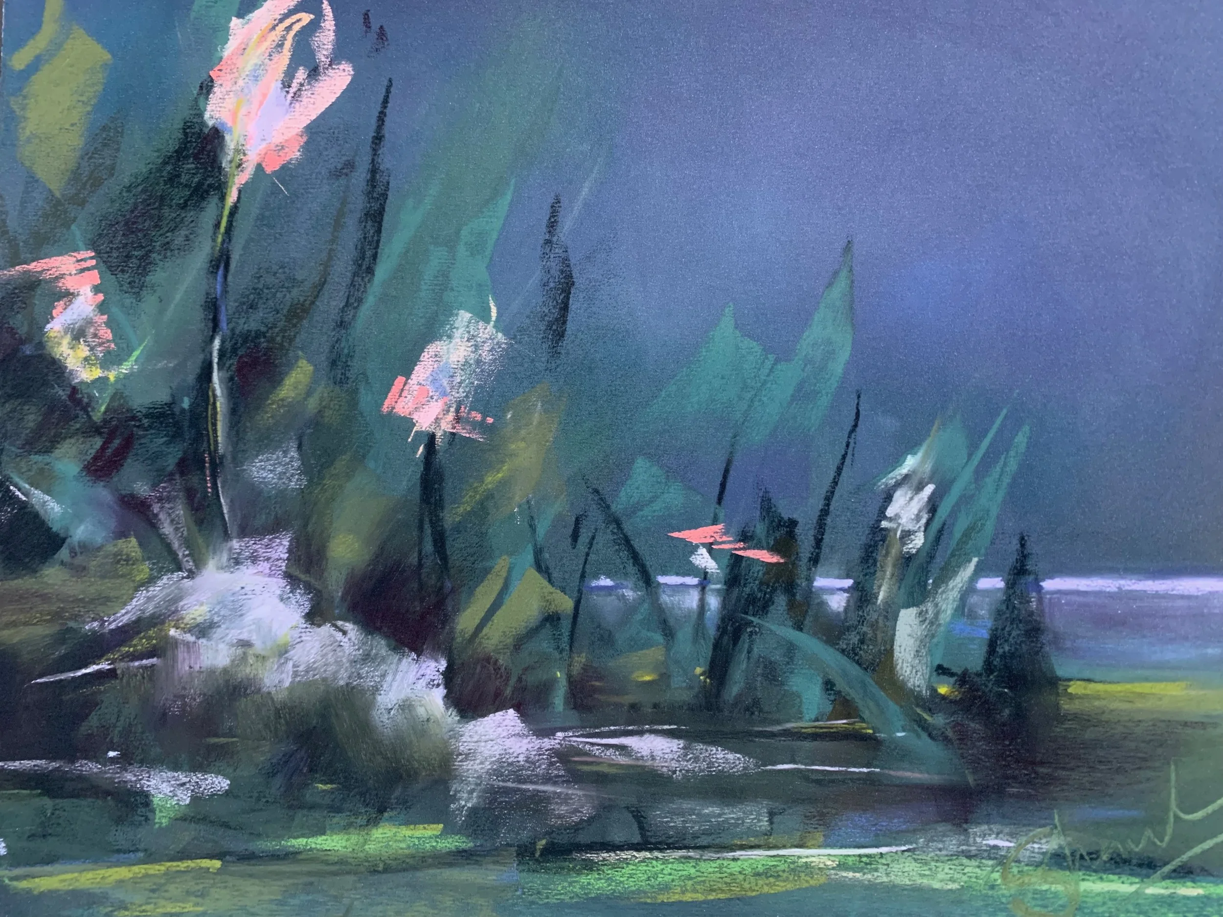 Marie Shanahan, "By the Pond", Pastel on paper, 15x17	, SOLD