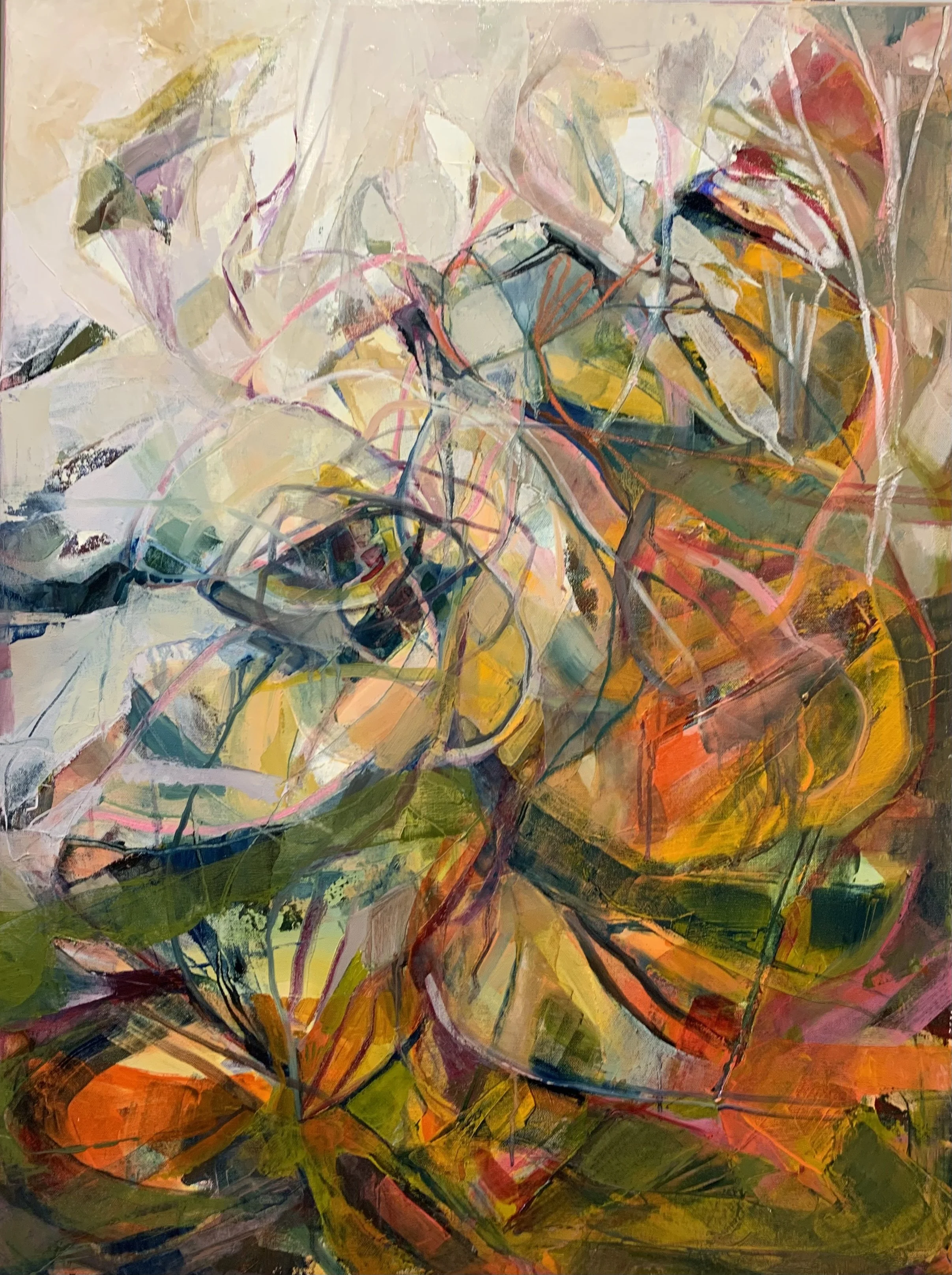 Karen Cass, "Lifeline", An abstract composition exploring an imaginary journey into the depths of my inner landscape.	40x30, Oil on Canvas, $2,400