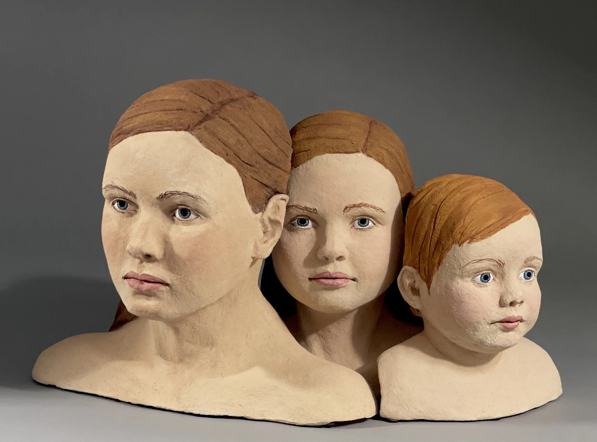 Delanie Wise, "Granddaughter", Hand built clay with traditional ceramic transfers  and cold finishes, 12x20x11, $2,200