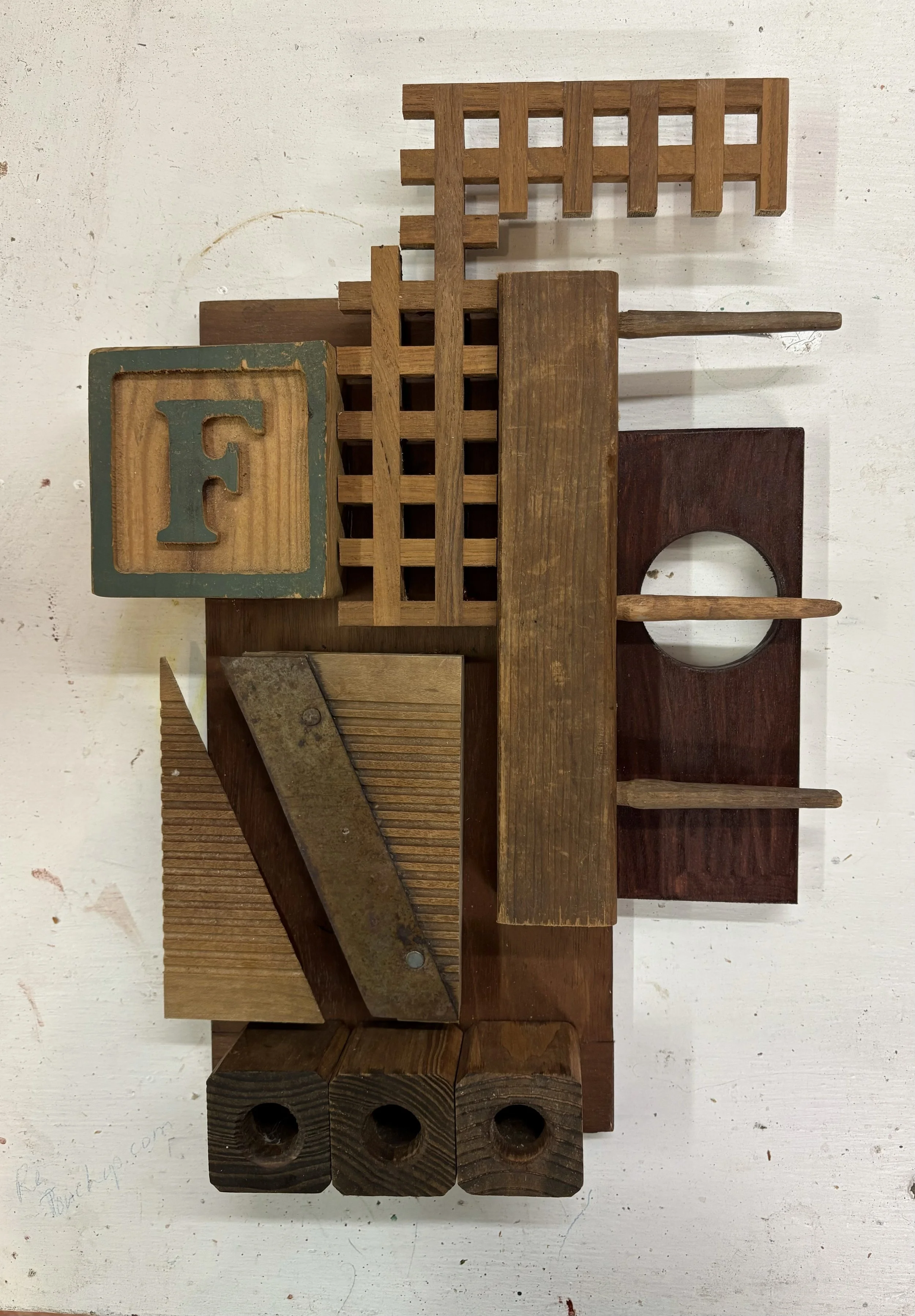Robert Leaver, "F This (For Frankie)", 18 X 12 X 3, Wood and steel assemblage, $475