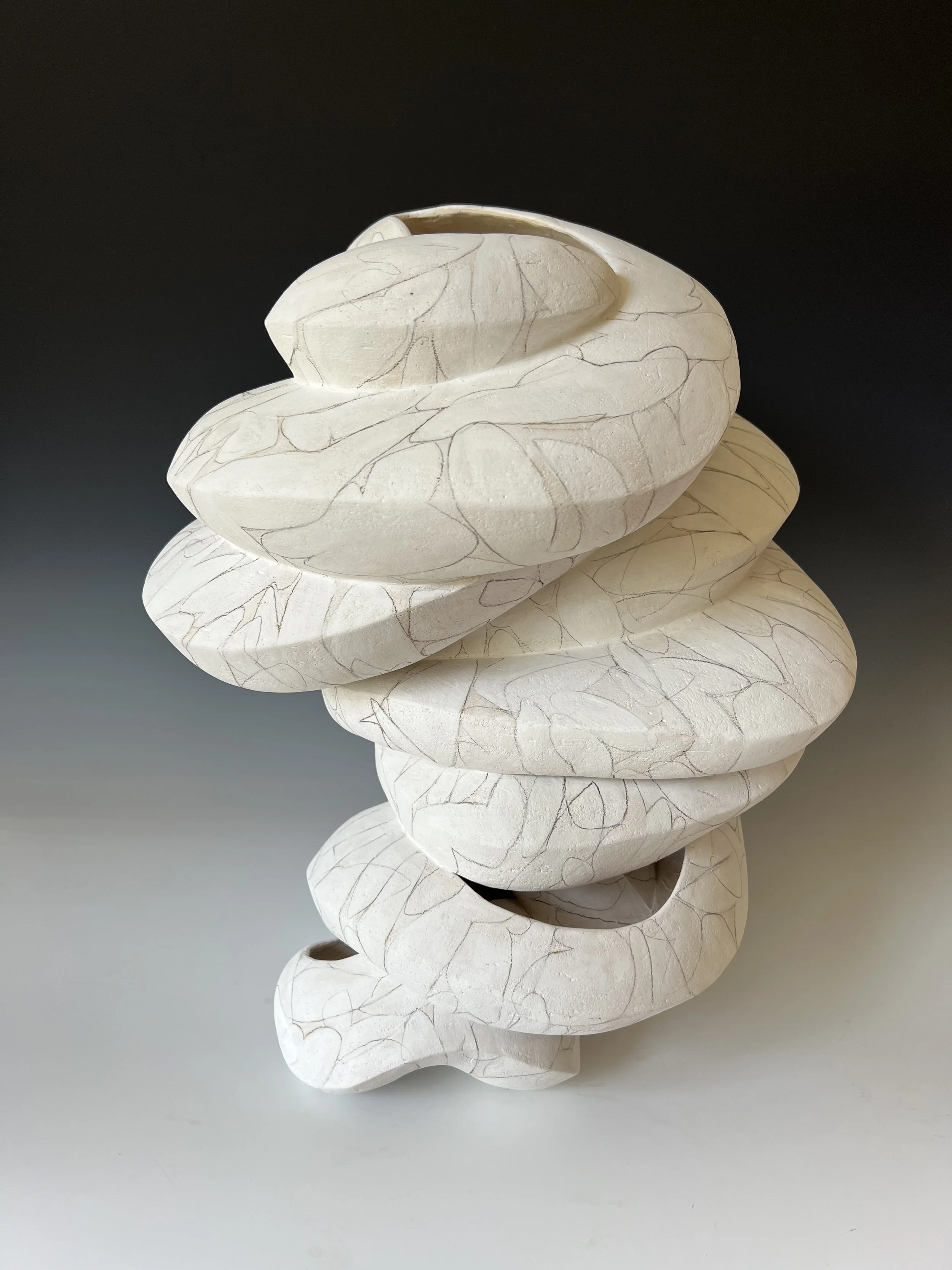 BEST IN SHOW, "Raveling", Stoneware, glaze pencil and underglazes, by Alex Pope, $2,200