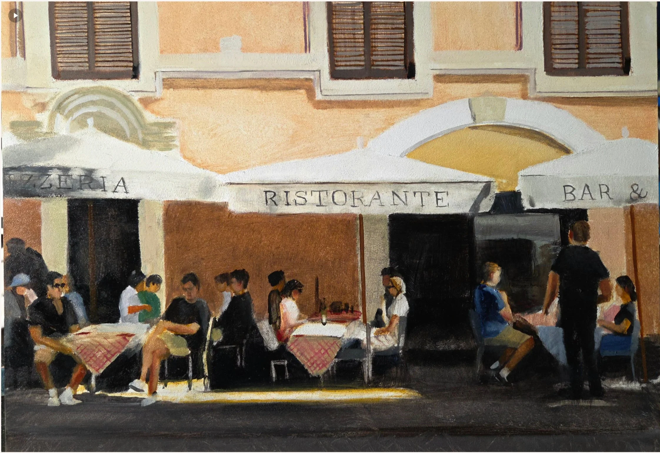 Arthur O'Callaghan, "Ristorante Roma", 12x16, 	Oil on panel, $1,200