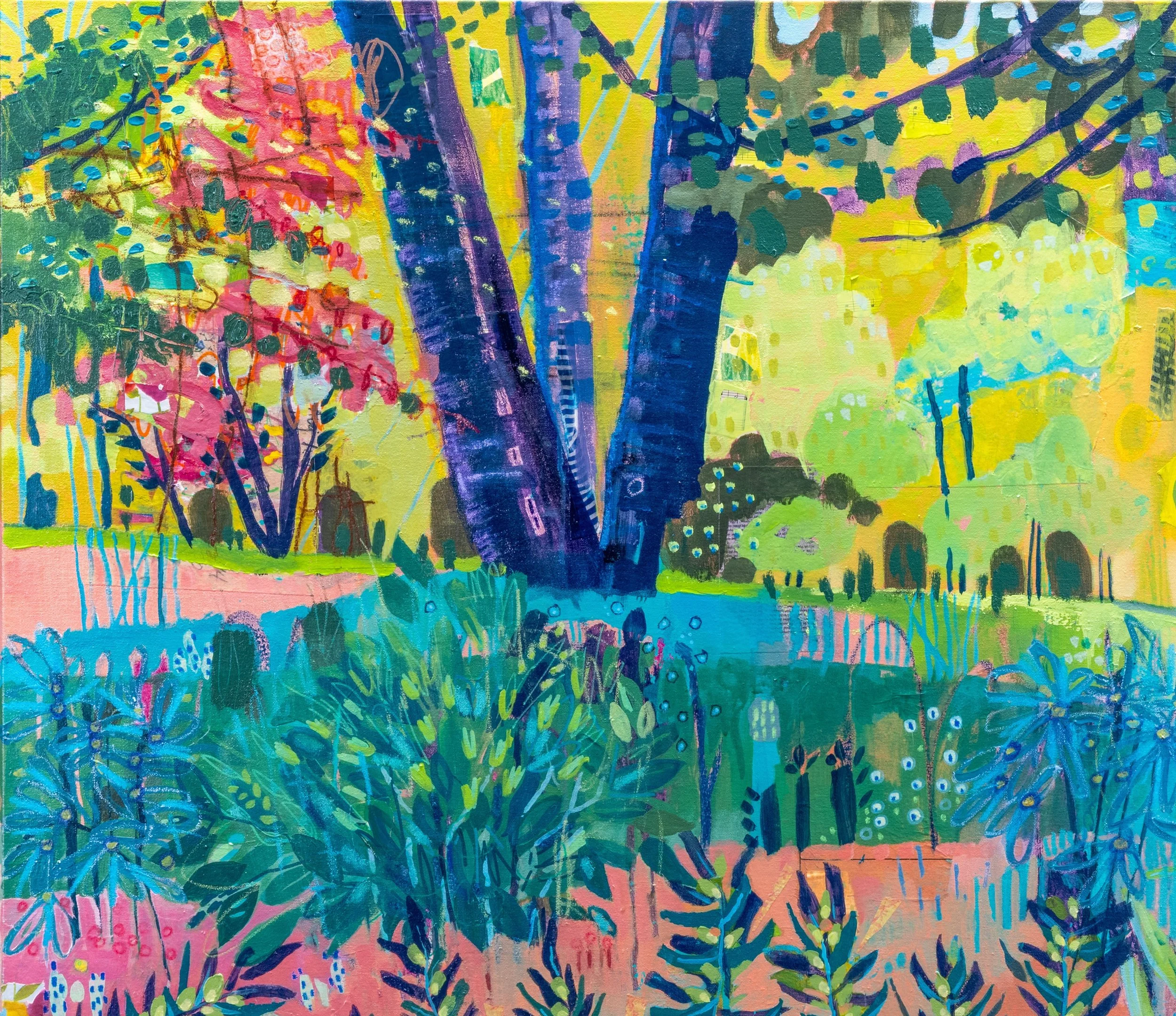 Honorable Mention Painting, Erika Stern, "Untamed", Acrylic mixed media with collage, 48x48, $2,700