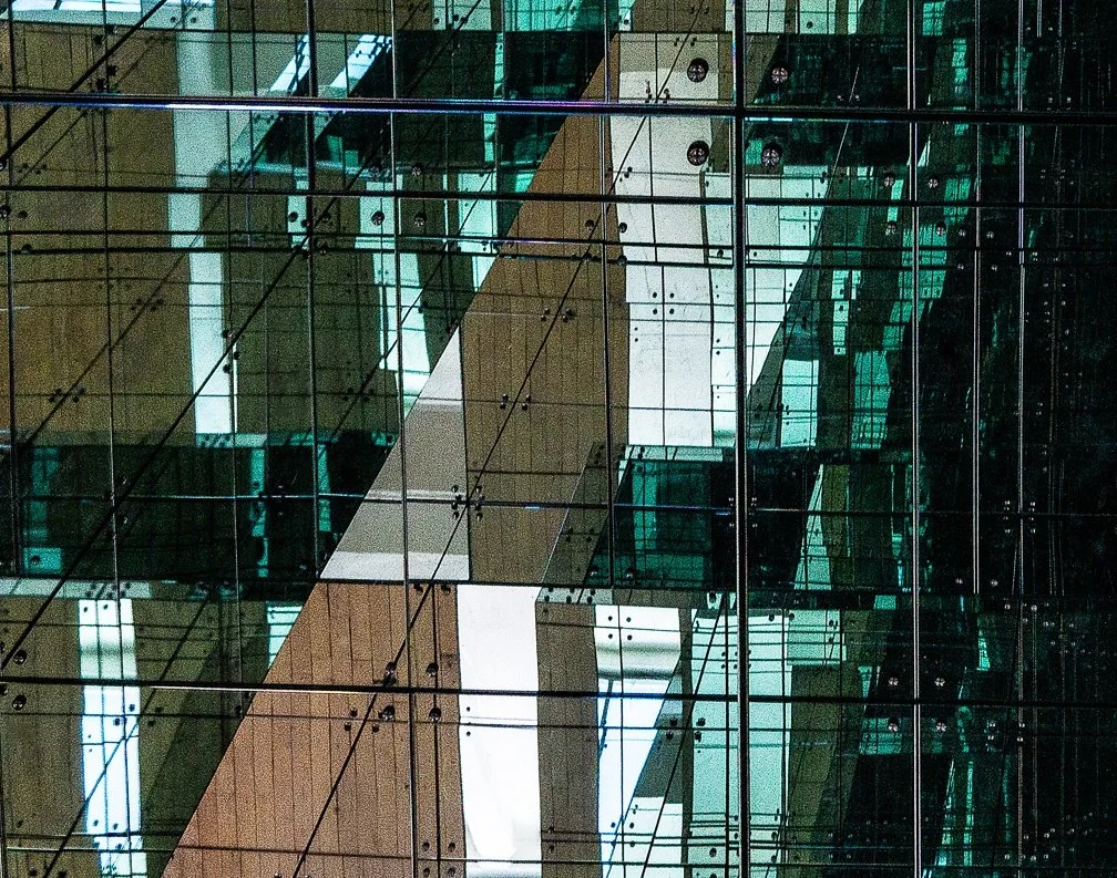 Judith Montminy, "Don't Look Up",	Disoriented amid a trapezoid of mirrors, 	Photograph, $475