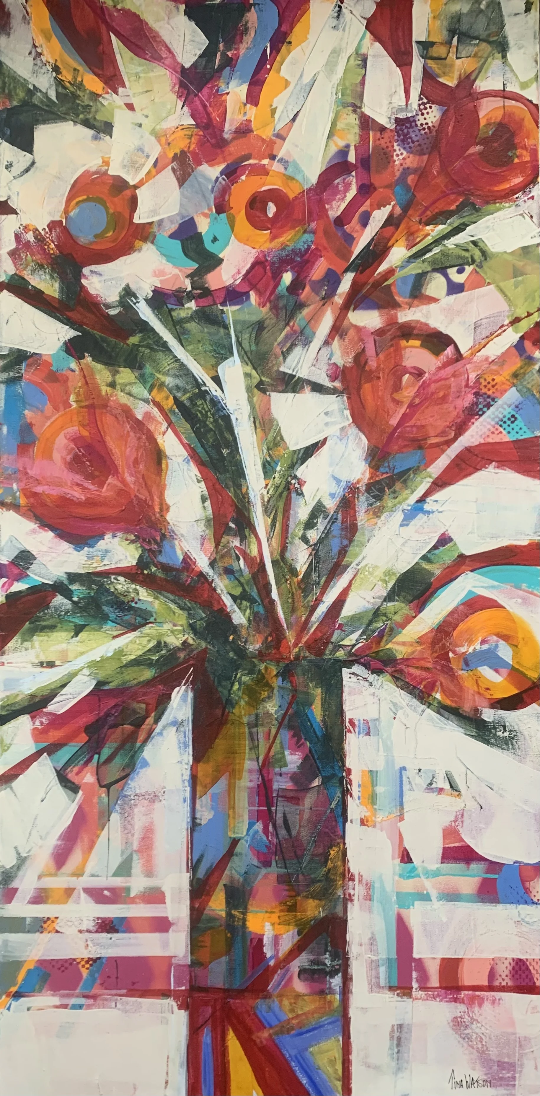 Tina Watson, "A Pop of Color", Acrylic, 24 x 48	Acrylic, $1,200