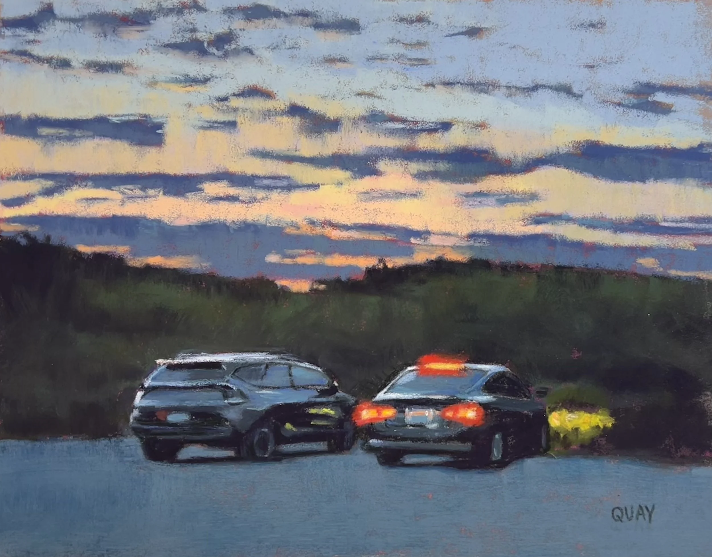 First Place Pastel or Drawing, Heather Quay,	"Leaving the Beach", Soft pastel on paper, 8x10.5, $550