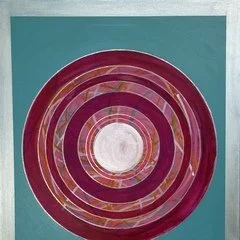 Michelle Lander Feinberg, "That Hits the Spot", A reminder that we move through life in expanding layers, always reinventing and improving ourselves with every turn.	30x30, Acrylic on Canvas, $1,200