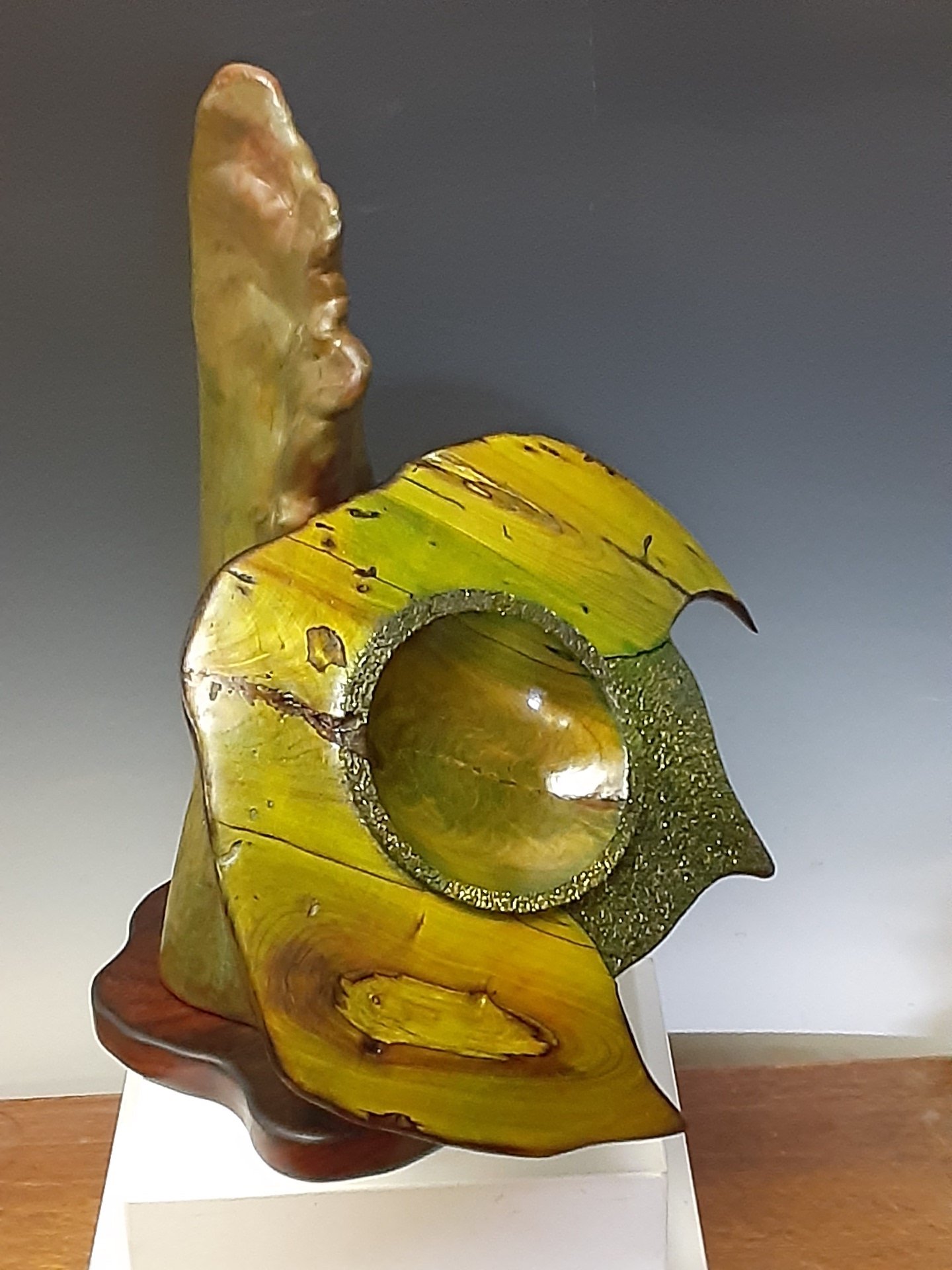 Ken Lindgren, "Manta Ray", 5in x 15in x20in, Lathe turned wood sculpture, $400