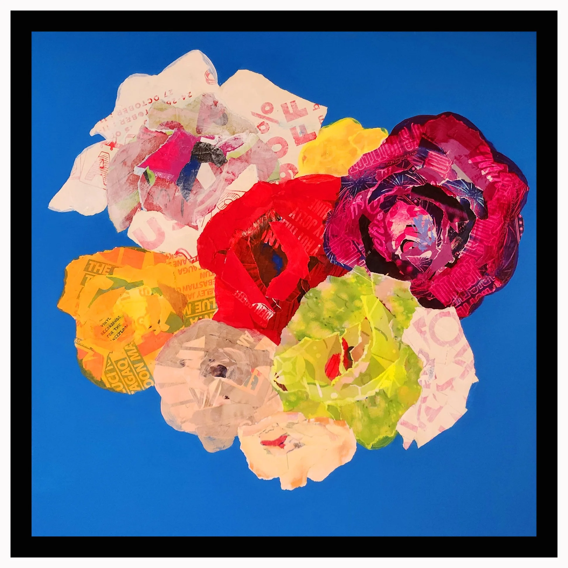 Amalia Tagaris, "Big Blue Urban Bloom", 25.5x25.5,  Acrylic, street posters, $2,400