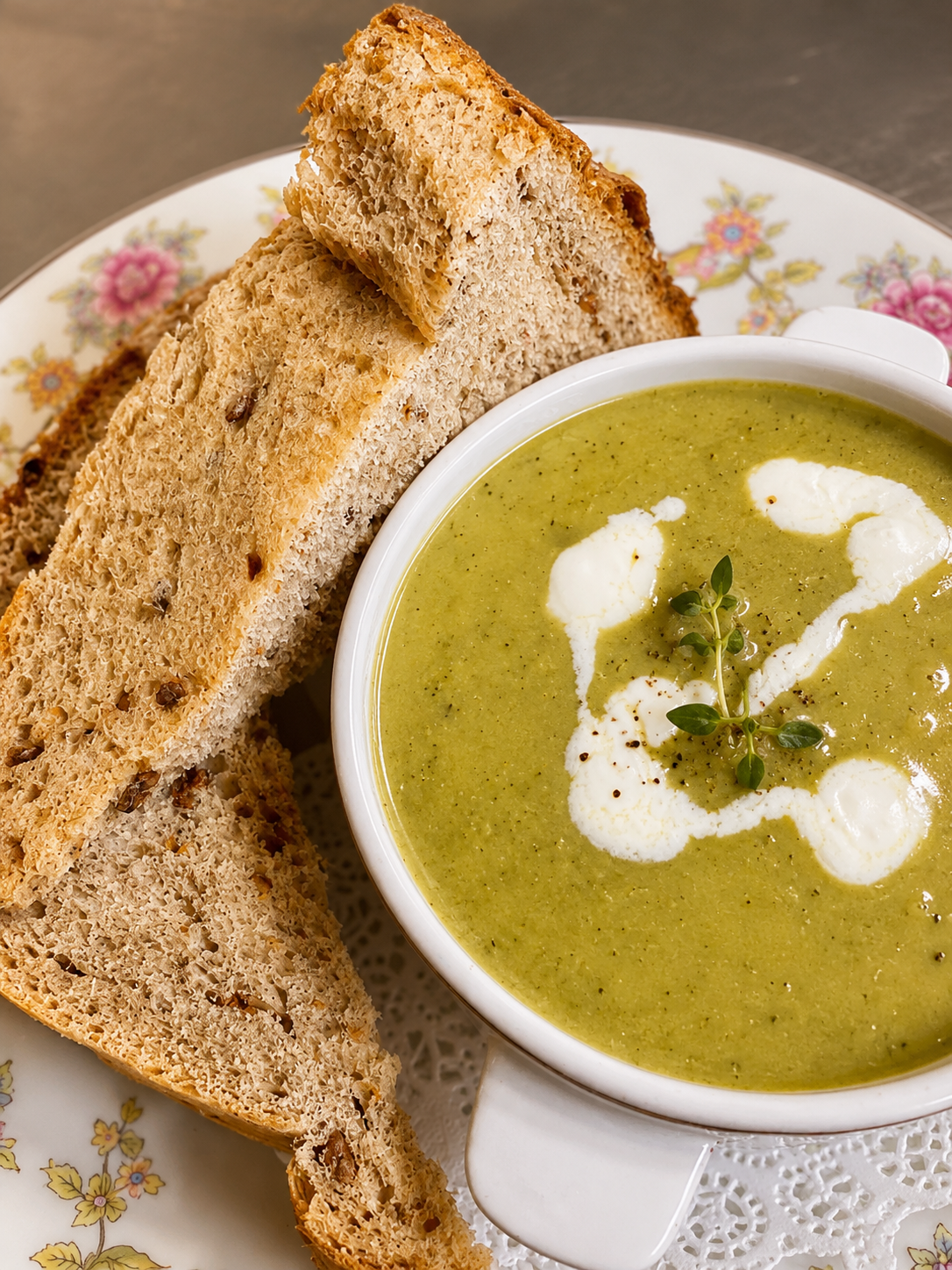 Home made soup with bread