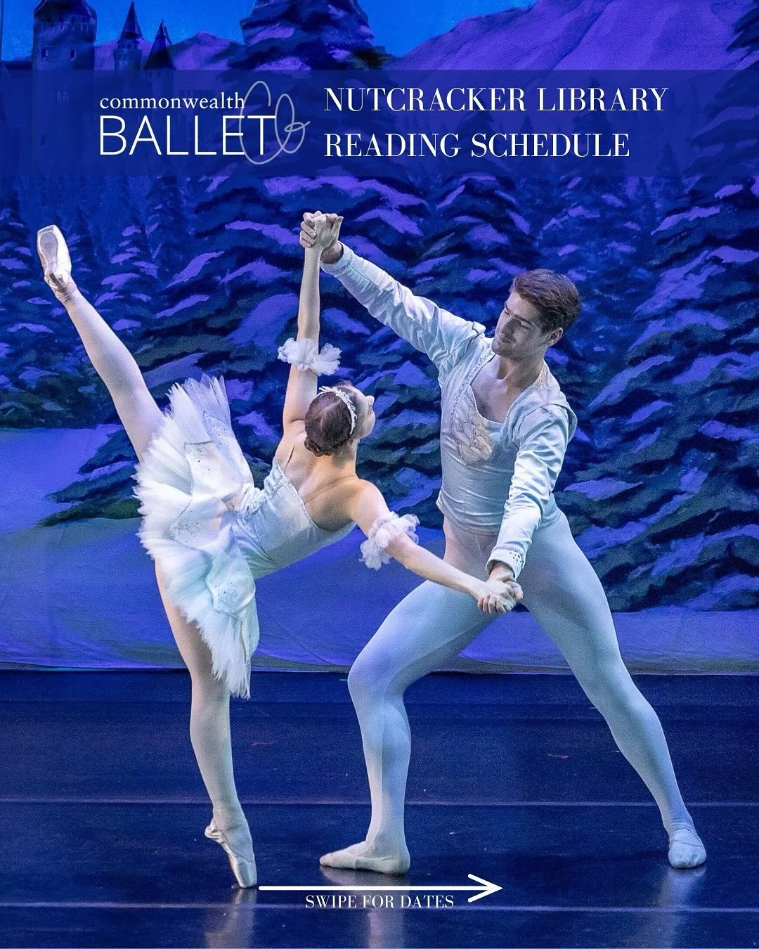 Join us for our FREE Library Readings of The Nutcracker. Brought to life by the dancers of Commonwealth Ballet, these readings are the perfect introduction to this classic story.🩰📚

🗓️ We&rsquo;d love to see you at a library near you! Mark your ca