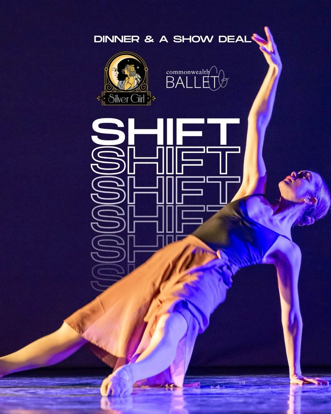 We got your weekend plans set!✨This coming Friday and Saturday, dine at Silver Girl before coming to &ldquo;Shift&rdquo; at the Umbrella Arts Center and get 20% off your food order with proof of ticket purchase!!🍴🥂🩰

🩰Thank you to our Corporate S