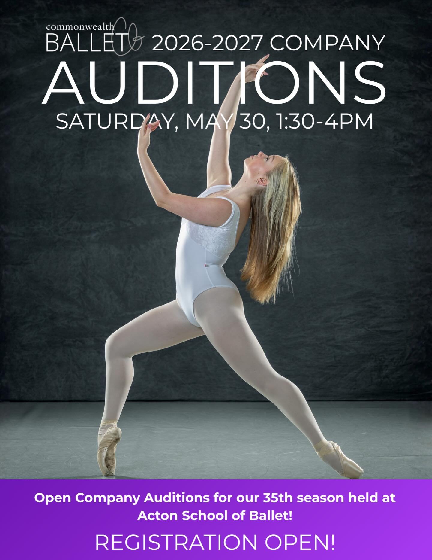 Registration is open for our 35th season Company Audition! Join us at Acton School of Ballet on Saturday, 5/30 from 1:30-4.🩰

🔗More info + registration link in bio!

#preprofessionalballet #preprofessionalballettraining #youthballetcompany #balleta