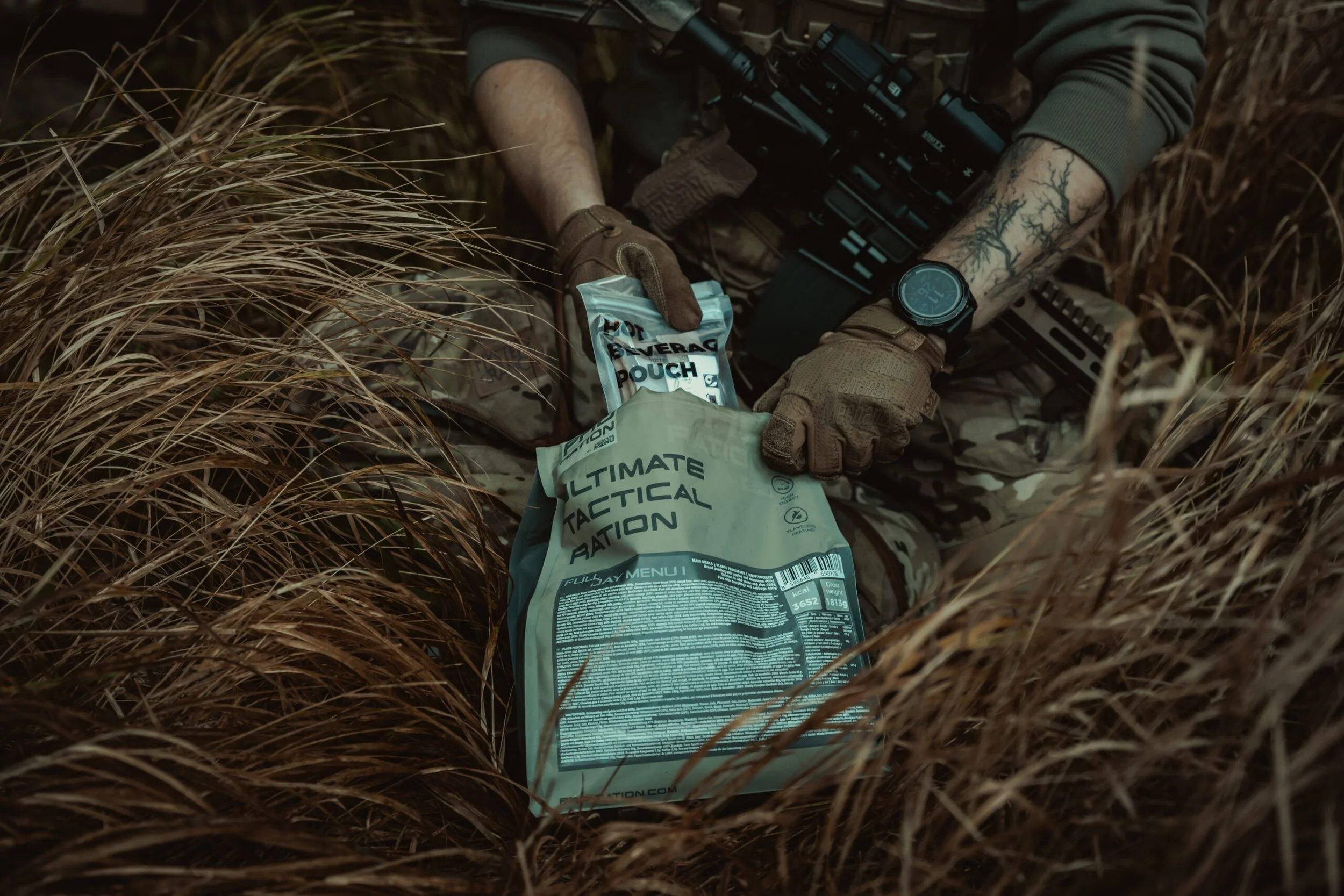 PRO RATION meal pouch being prepared outdoors