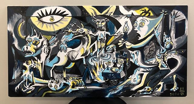 &ldquo;Guernica&rdquo; One of Picasso&rsquo;s most famous artworks about the horrors of war. Here is my version. ⚔️ #guernica #picasso 1,10 / 60 cm Acrylic on board