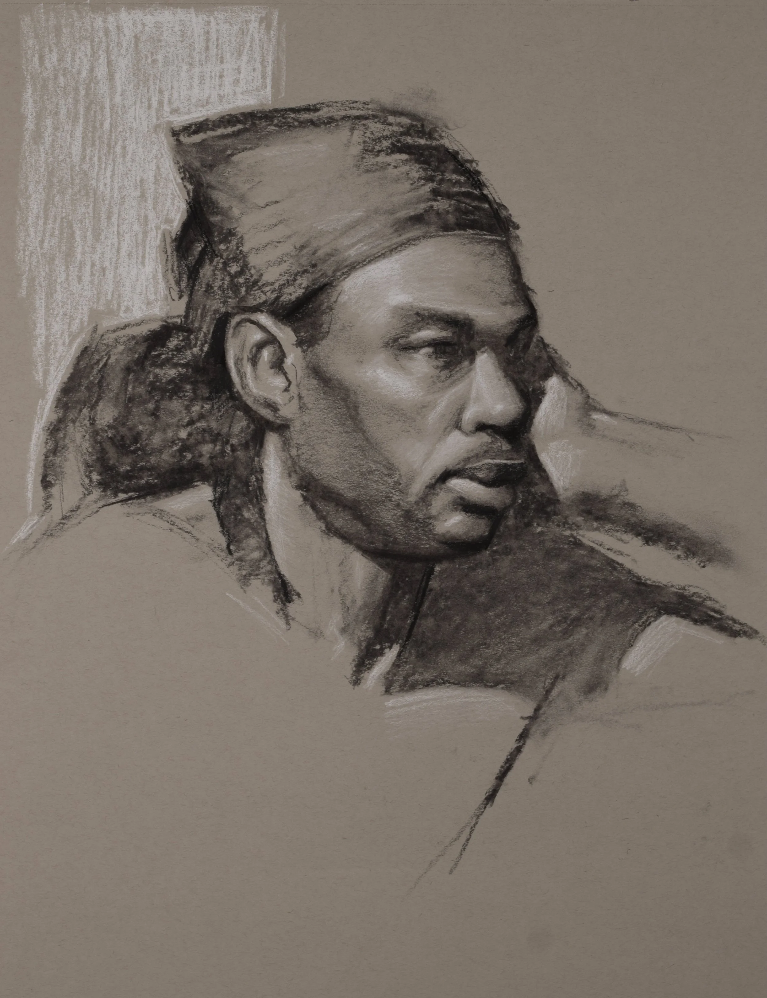 "Zamiro" 2018 - 24 x 18, charcoal and chalk on toned paper