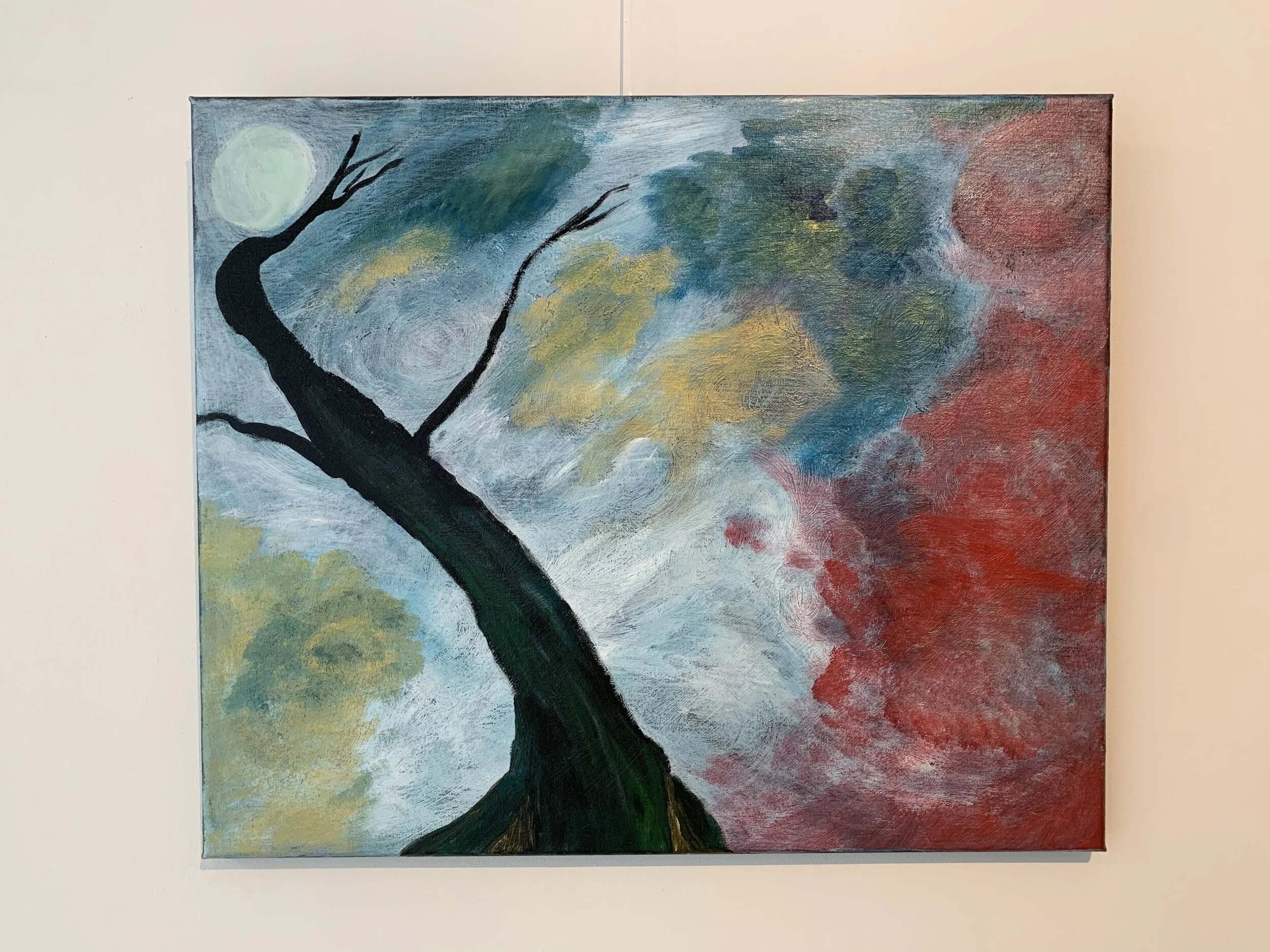 -- 50cm x 60cm -- “Distorted Night” -- A night can be twisted by the air, the moon and things around you.