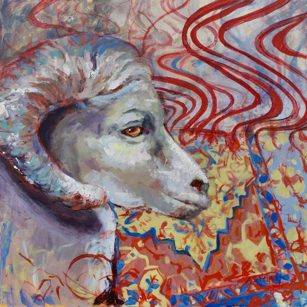 The Ram—Horny-acrylic Painting-24x24-animal art-A.S.Helwig.jpg