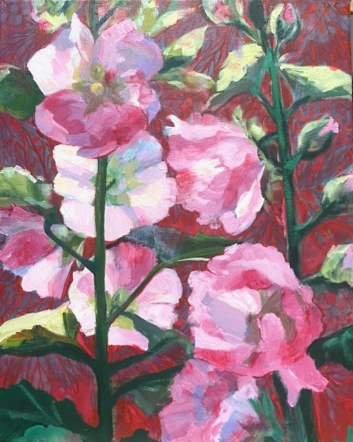 Hollyhocks Backlit