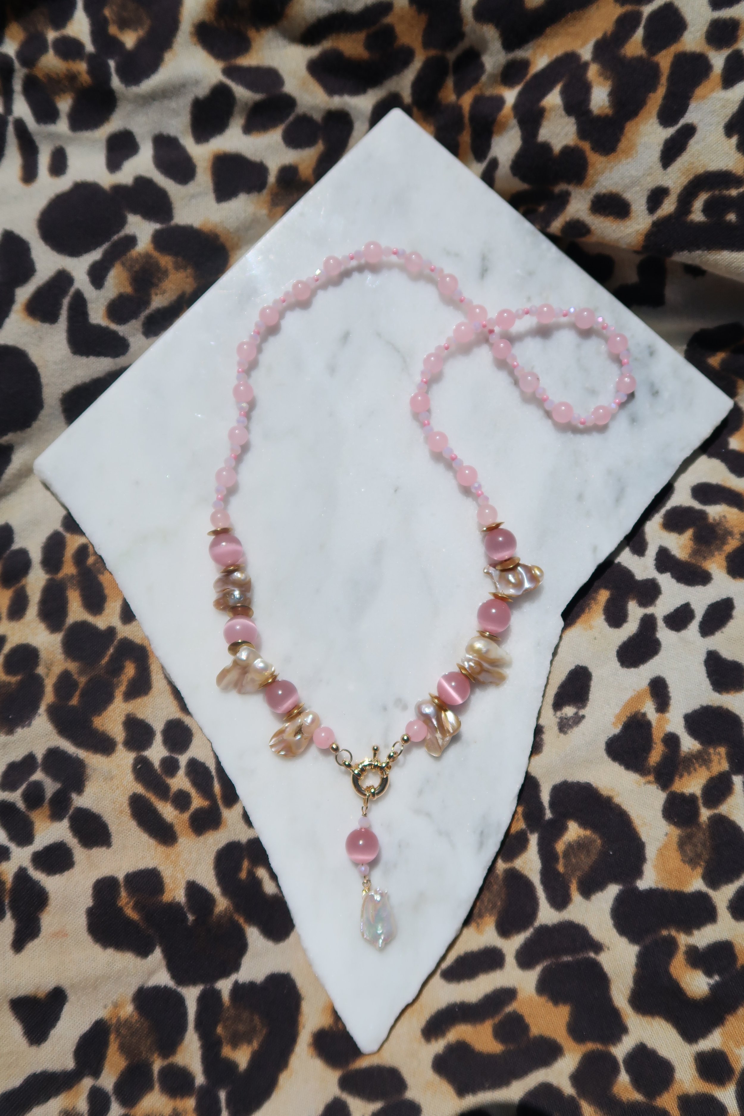 Posillipo Mystical Mother-of-Pearl & Rose Quartz Necklace