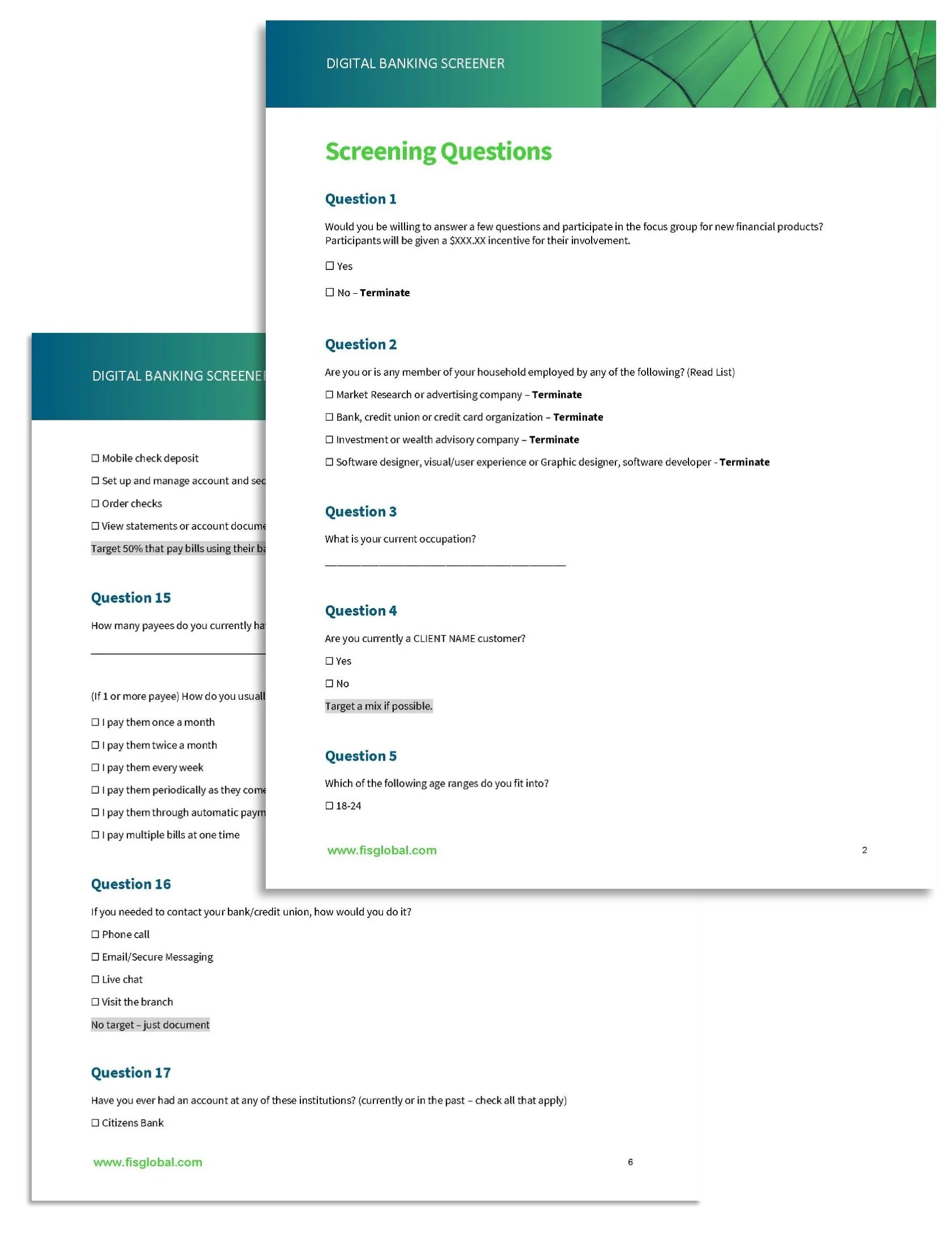 Excerpt from my survey/screener.