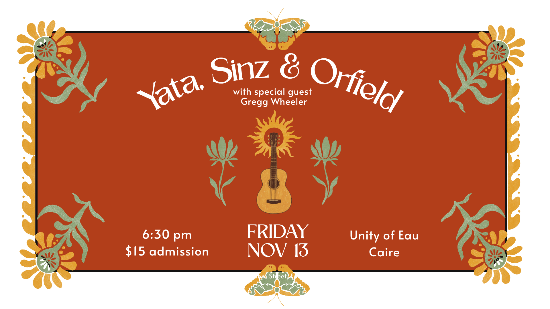 Nov. 13 - Yata, Sinz & Orfield with special guest Gregg Wheeler at Unity