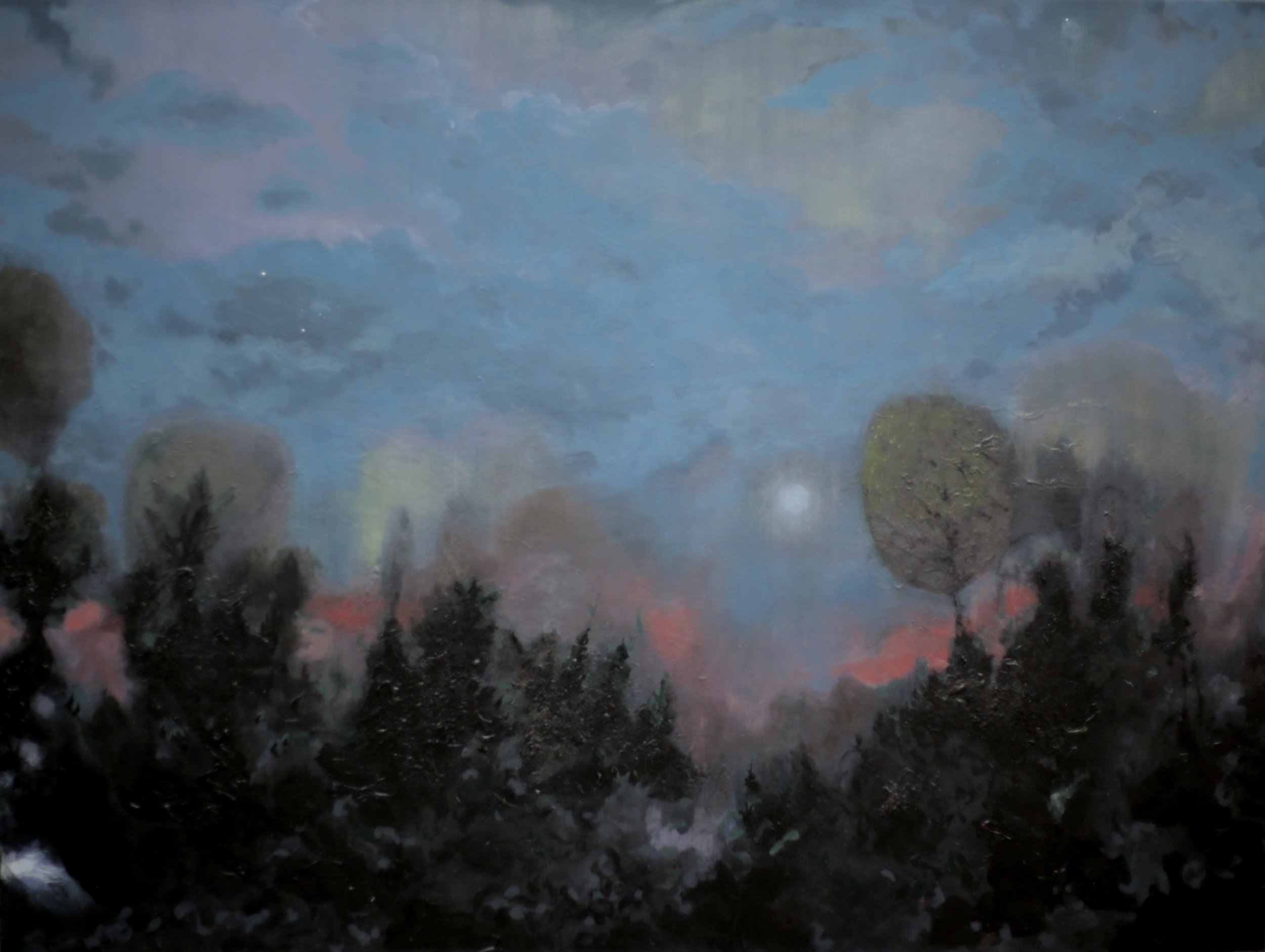 DARK FOREST LOVE mixed media on linen