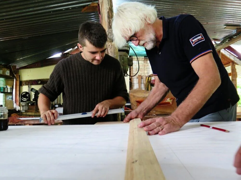 Chris &amp; Bert drawing the lines.