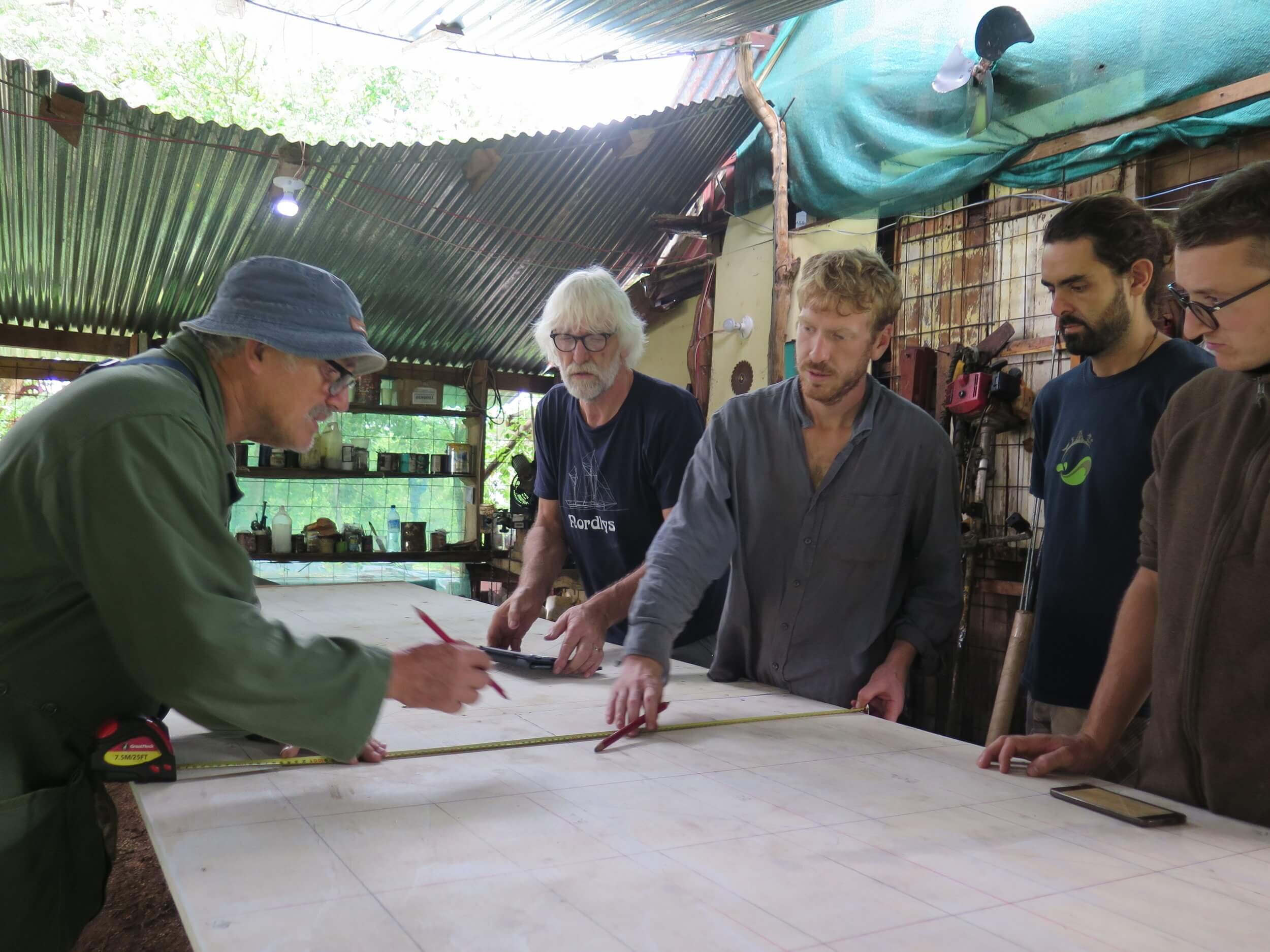 Rogelio, Bert, Harry, Joakim &amp; Charlie drawing out the grid.